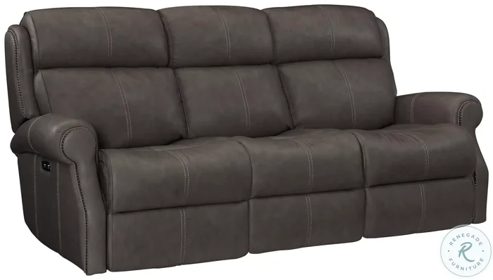 McGwire Grey Leather Power Reclining Sofa