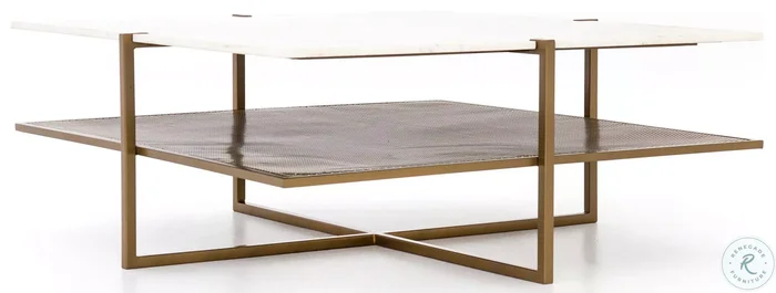 Olivia Antique Brass Square Coffee Table