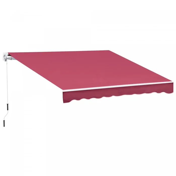 Outsunny 10′ X 8′ Manual Retractable Awning Shelter W/ Crank, Wine Red|Outsunny 10x8pi Auvent De Terrasse Retractable Manuel Resistant A L’eau Pare-soleil Terrasse Exterie