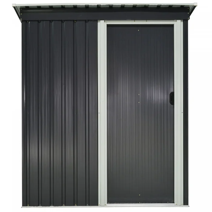Outsunny 5 X 3 Ft Outdoor Storage Shed With Sliding Door And Sloped Roof, Steel Frame Garden Shed To|Outsunny 163x89x182cm Abri De Jardin Porte Coulissante Toit Incline, Noir