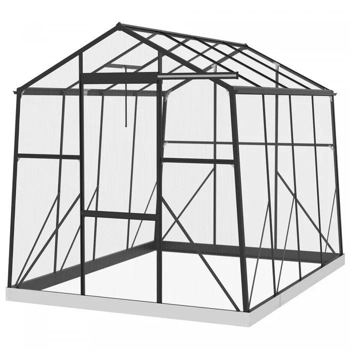 Outsunny 6′ X 8′ Polycarbonate Greenhouse Aluminium Walk-in Green House|Outsunny 6′ X 8′ Serre En Polycarbonate Serre A Etages En Aluminium