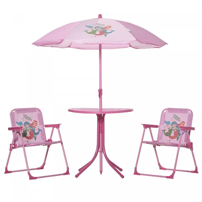 Outsunny Kids Folding Picnic Table And Chair Set Pattern Outdoor Garden Patio Backyard With Removabl|Outsunny Ensemble Table Et Chaises De Jardin Pour Enfants, Meubles De Jardin Pliants D’exterieur, Po