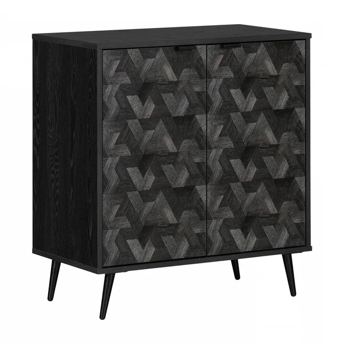 Oxford 2-Door Storage Cabinet – Black Oak & Dark Grey|Armoire de rangement Oxford à 2 portes – chêne noir et gris foncé