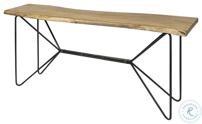 Papillion Blonde Wood And Black Metal Console Table