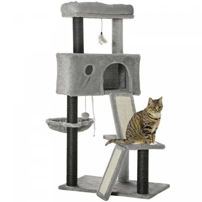 Pawhut 47″ Cat Tree For Indoor Cats, Kitty Activity Center, Cat Tower With Cat Ear Bed Ramp Condo Ha|Pawhut 47″ arbre A Chat D’interieur, Centre D’activites, Tour Pour Chats Avec Rampe De Lit Chat Cond