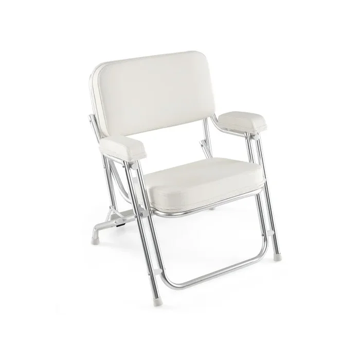 Portable Aluminum Boat Deck Beach Chair with Cushioned Seat
