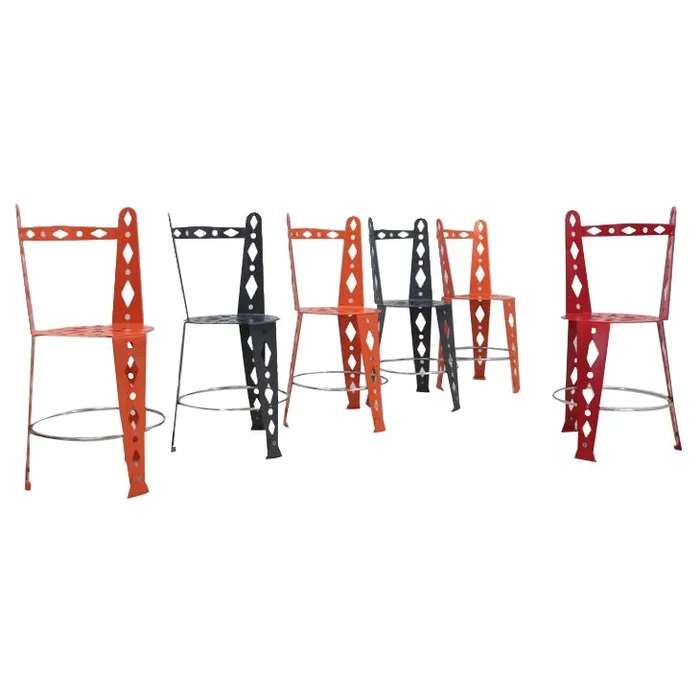 Postmodern Lacquered Metal Chairs from Artifort, Set of 6
