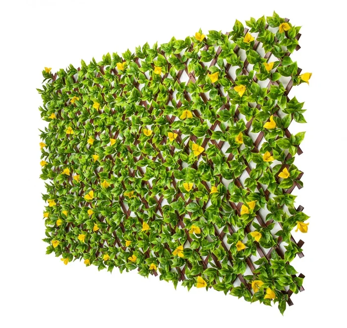 PVC Expandable Trellis 36″x 72″ Yellow Clematis Leaves | Treillis de PVC extensible 36 po x 72 po avec feuilles de clématite jaunes | D10HCE95