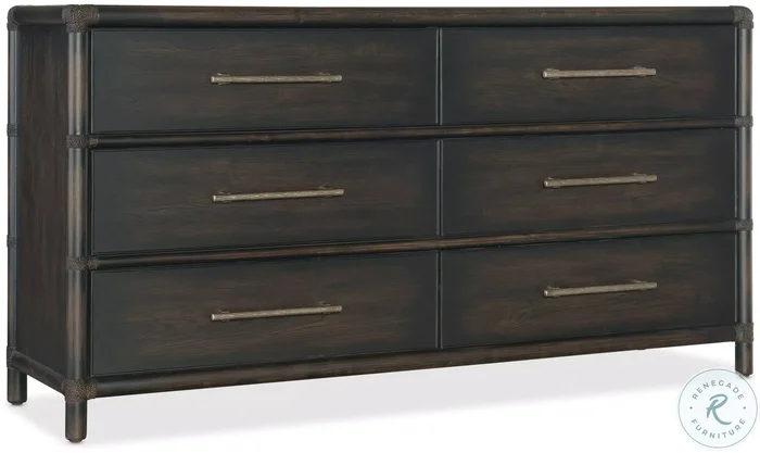 Retreat Dark Wood Rattan Dresser