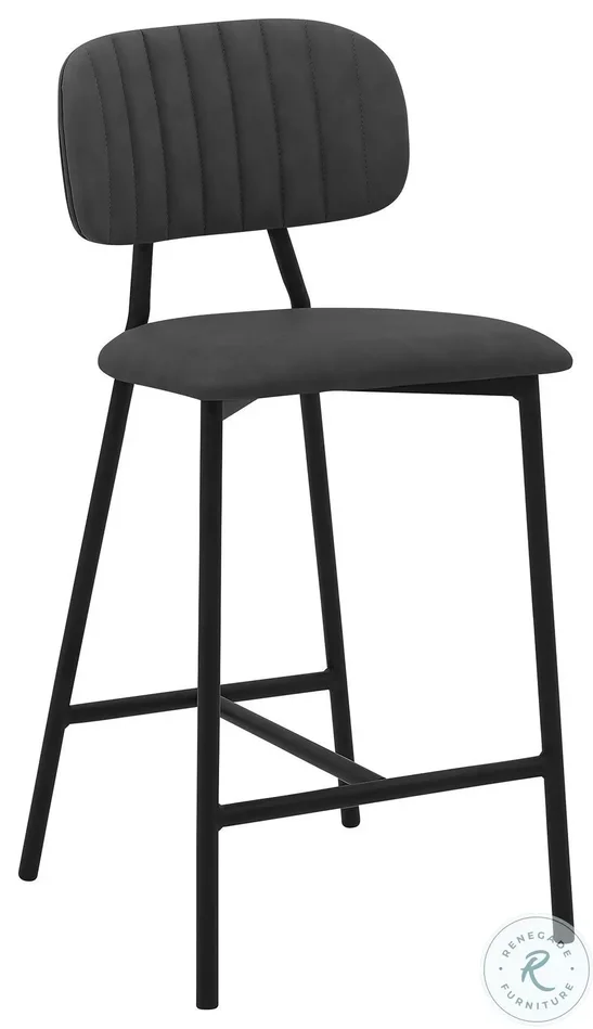 Rococo Gray Faux Leather 26″ Counter Height Stool