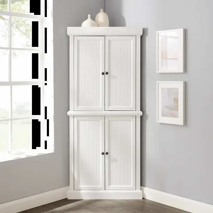 Shoreline White Corner Pantry Cabinet