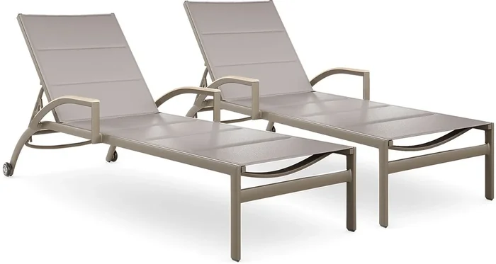 Solana Taupe Outdoor Chaises, Set of 2