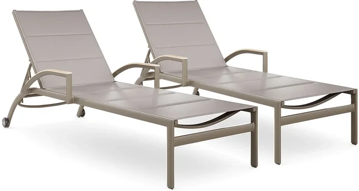 Solana Taupe Outdoor Chaises, Set of 2