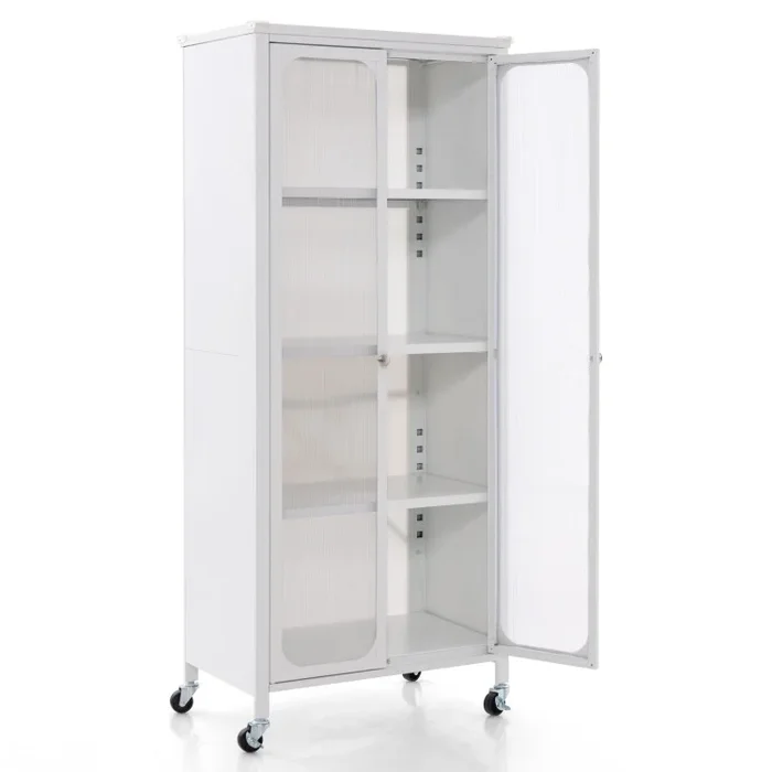Storage Cabinet with Wheels and Adjustable Shelves