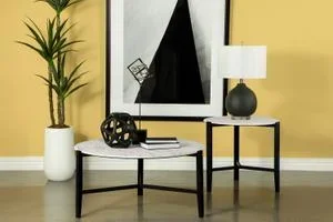 Tandi 2-piece Faux Marble Coffee and End Table Set White