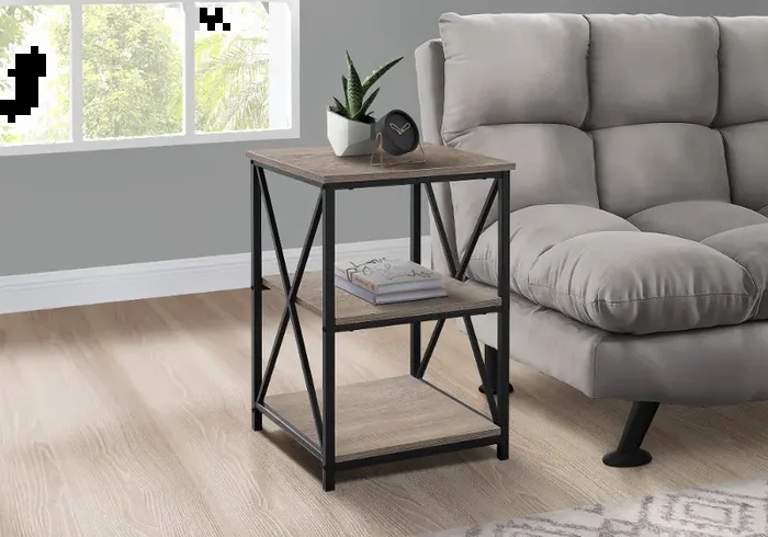 Taupe and Gray End Table – X Frame