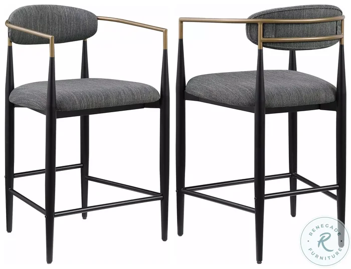 Tina Dark Gray Upholstered Counter Height Stool Set Of 2