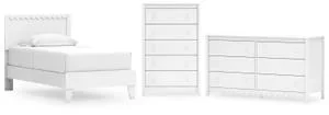 Twin Panel Platform Bed With Dresser and Chest