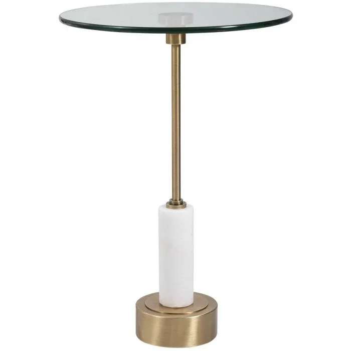 Uttermost Portsmouth Brushed Brass/White Round Accent Table