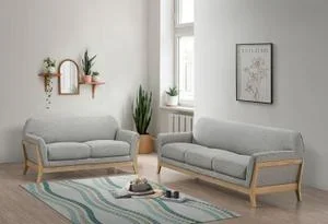 Vaughn 2-piece Fabric Upholstered Flared Arm Sofa Set Grey