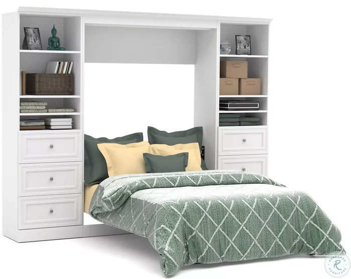 Versatile White 109” Drawer Full Wall Bed